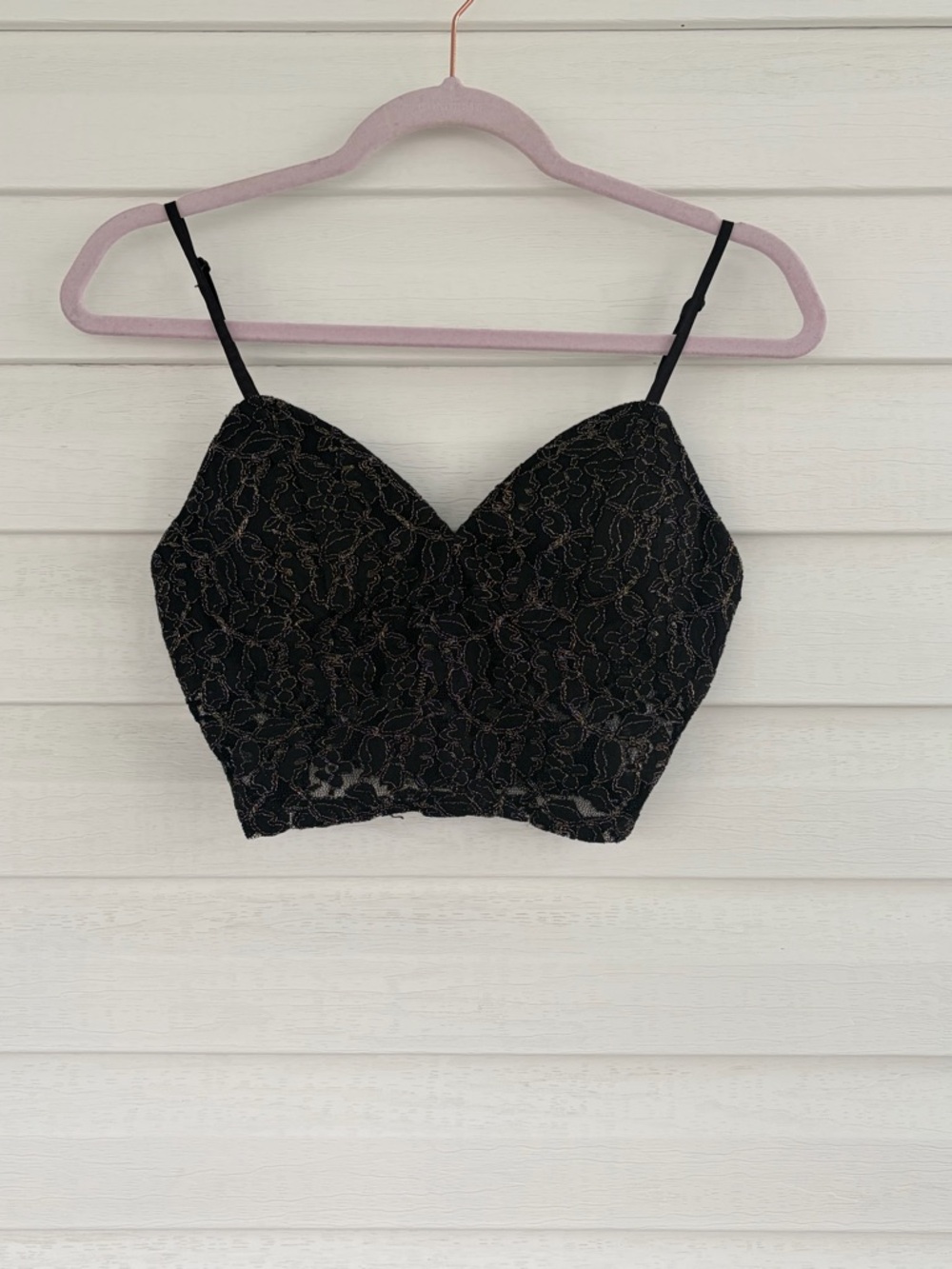 Windsor Black Lace Bralette with Gold Detailing